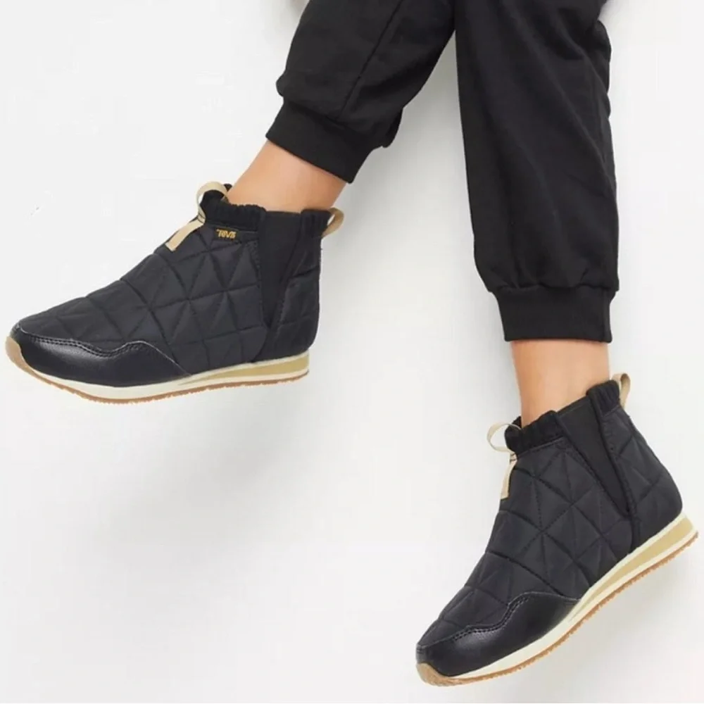 Teva Reember | EUC, Quilted Black/Tan‎ Mid Ankle Boots
